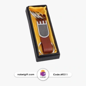 جا کلیدی چرمی 3 حلقه همراه جعبه