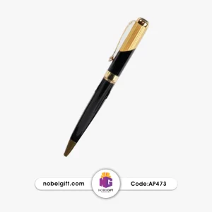 خودکار فلزی تبلیغاتی مشکی طلایی پیچی