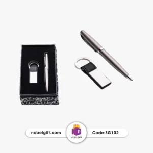 ست تبلیغاتی 2 تکه خودکار و جا کلیدی چرم