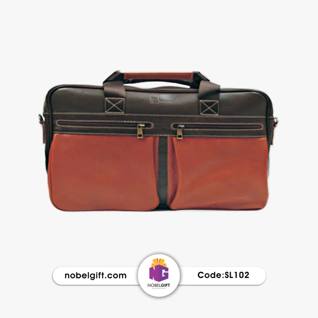 کیف چرم طبیعی دسته برزنت جیب دار