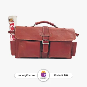 کیف تبلیغاتی چرم طبیعی نرم با قفل کمربندی