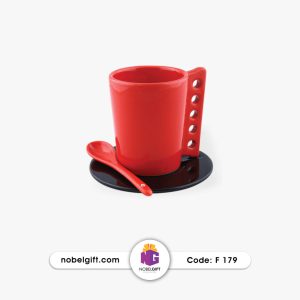 لیوان تبلیغاتی سرامیکی با زیر لیوانی