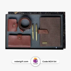 ست هدایای مدیریتی 6 تکه چرم جاکارتی کیف پول سررسید کمربند خودکار روان‌نویس