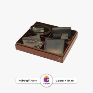 ست هدیه تبلیغاتی ست چهار تیکه چرم با جعبه