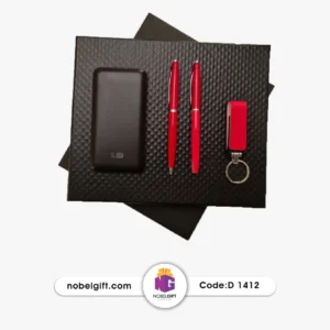 ست کاربردی پاوربانک تبلیغاتی خودکار روان‌نویس فلش چرمی