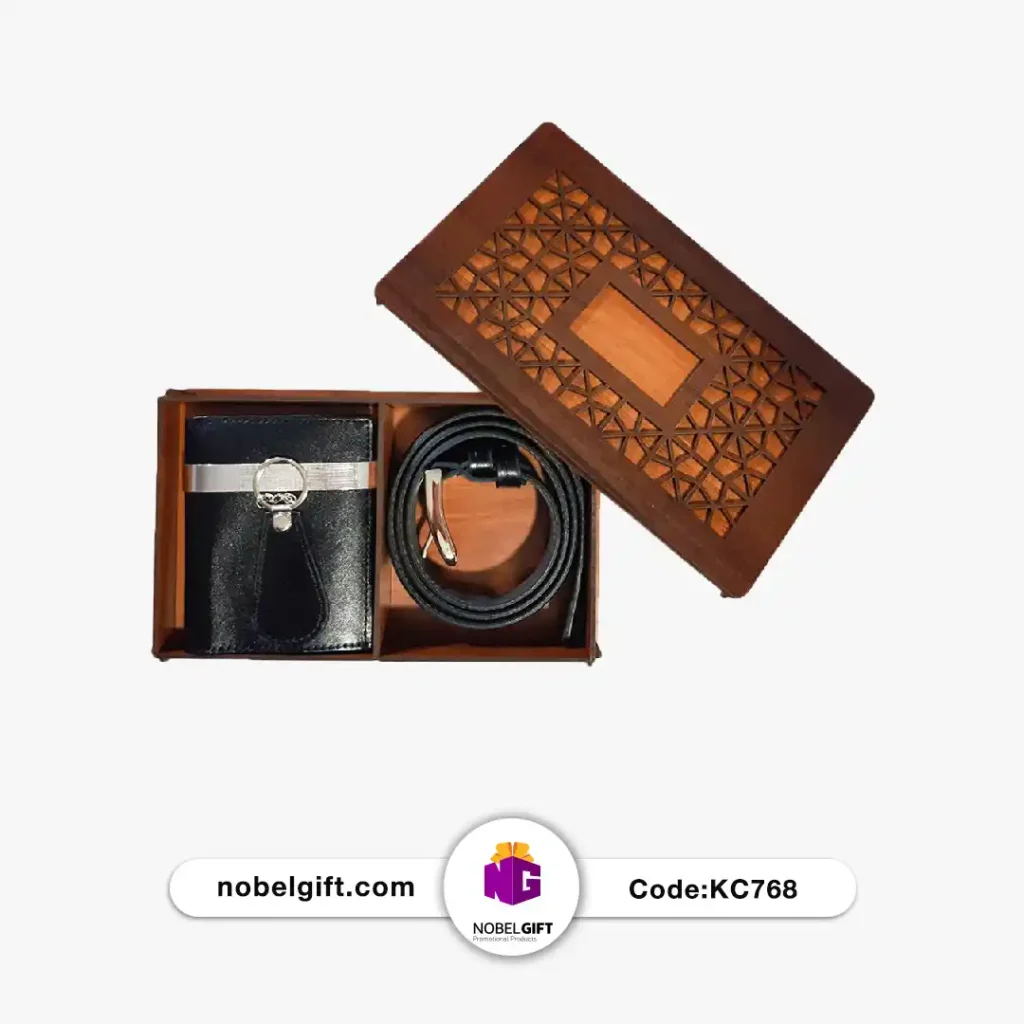 ست تبلیغاتی چرم کیف و کمربند و جاکلیدی