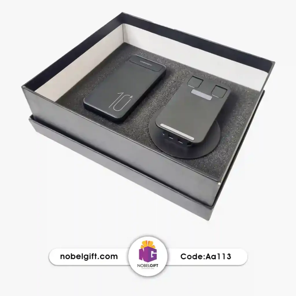 ست هدیه تبلیغاتی پاوربانک و هولدر موبایل