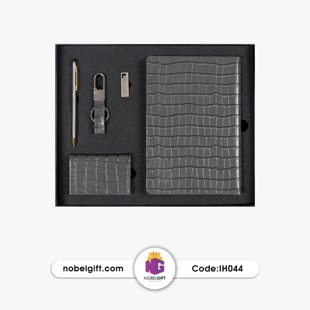 ست مدیریتی تبلیغاتی چرم سنگی طوسی