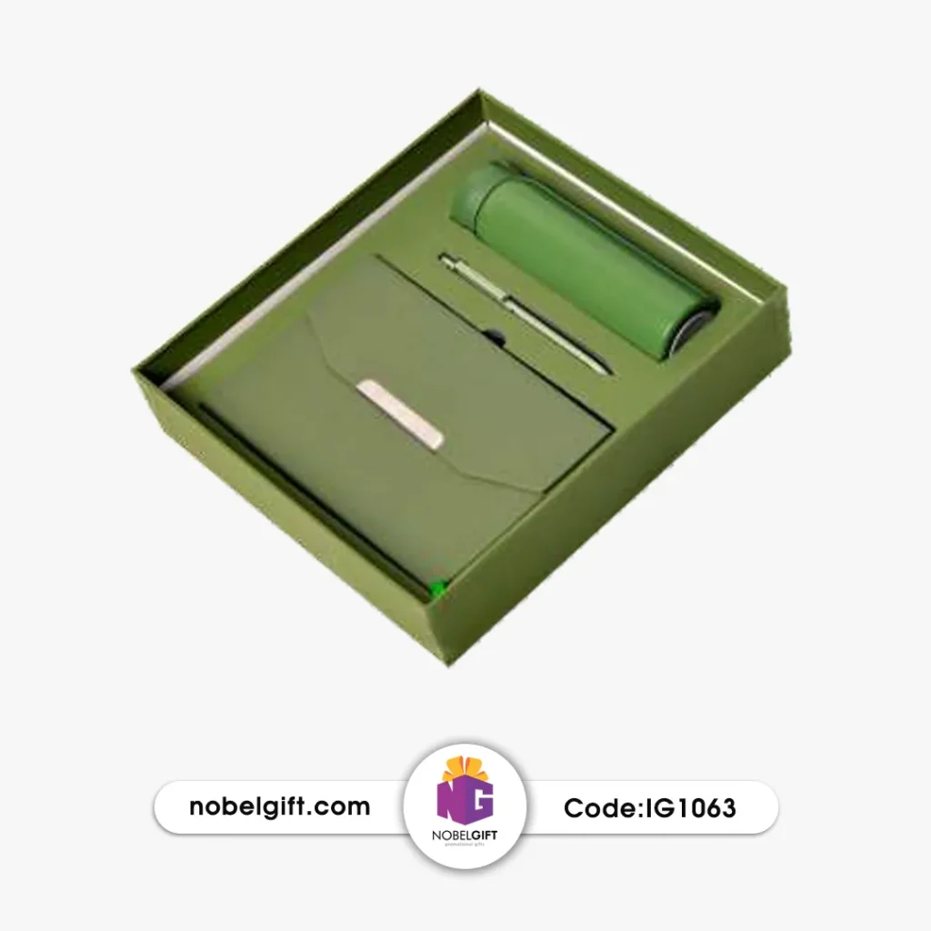 ست دفترچه و فلاسک تبلیغاتی سبز