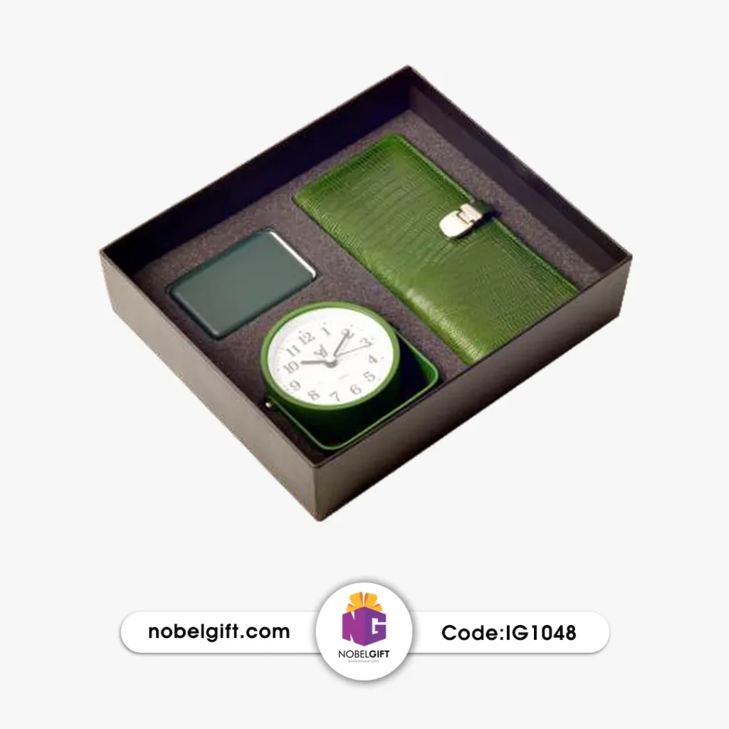 ست مدیریتی تبلیغاتی با ساعت رومیزی