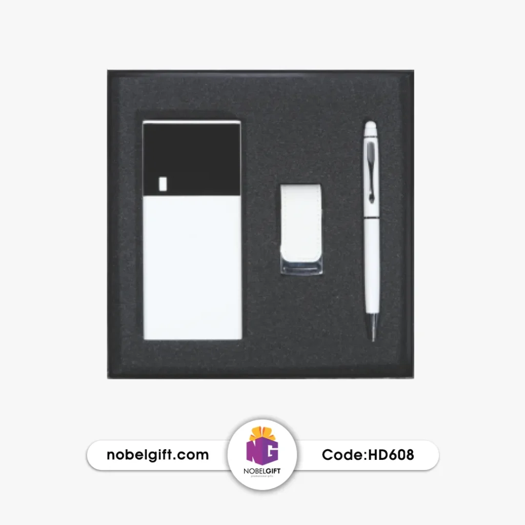 ست تبلیغاتی پاوربانک و خودکار تاچ‌دار