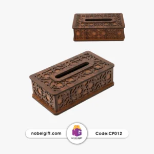 جعبه دستمال کاغذی چوبی طرح خورشیدی CP012