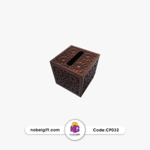 جعبه دستمال کاغذی چوبی طرح خورشیدی مربع CP032