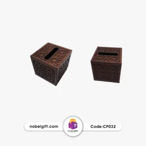 جعبه دستمال کاغذی چوبی طرح خورشیدی مربع CP032