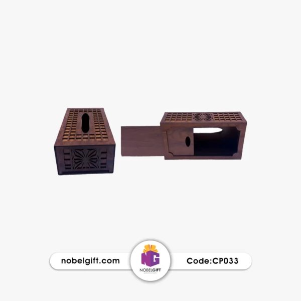 جعبه دستمال کاغذی چوبی مشبک CP033