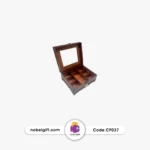 جعبه دمنوش چوبی سه‌ستونه طلق‌دار CP037