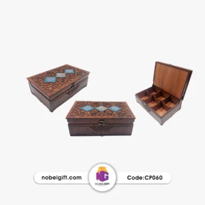جعبه چوبی طرح کاشی لوزی CP060