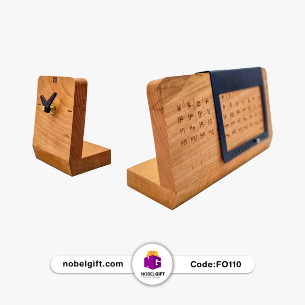 ست تبلیغاتی ساعت و تقویم چوبی