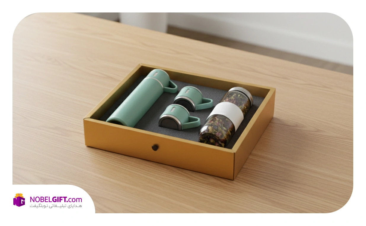 ست فلاسک و دمنوش تبلیغاتی برای همکار خانم