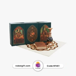 ست هدیه رومیزی سنتی نفیس و گلدان میناکاری ۱۶ سانت کد NY401