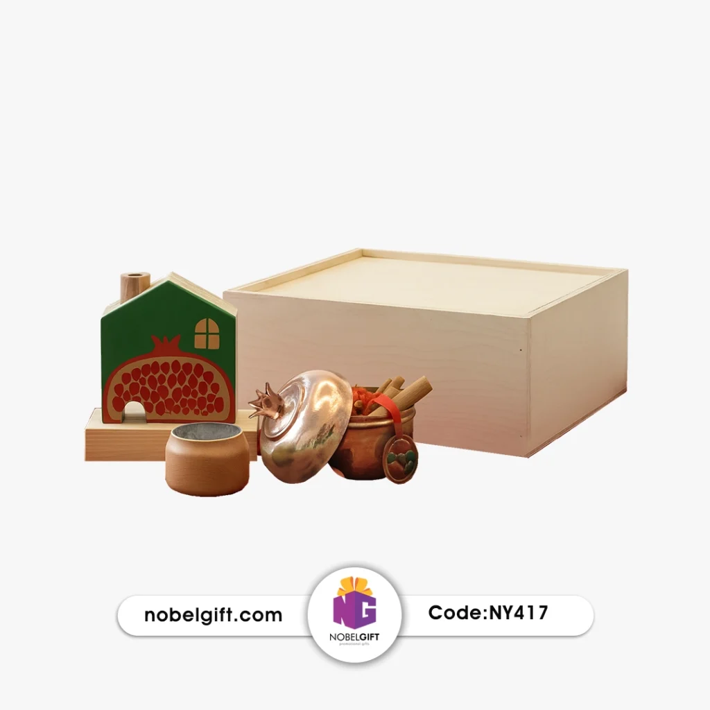 ست یلدایی چوبی و آجیل‌خوری مسی کد NY417