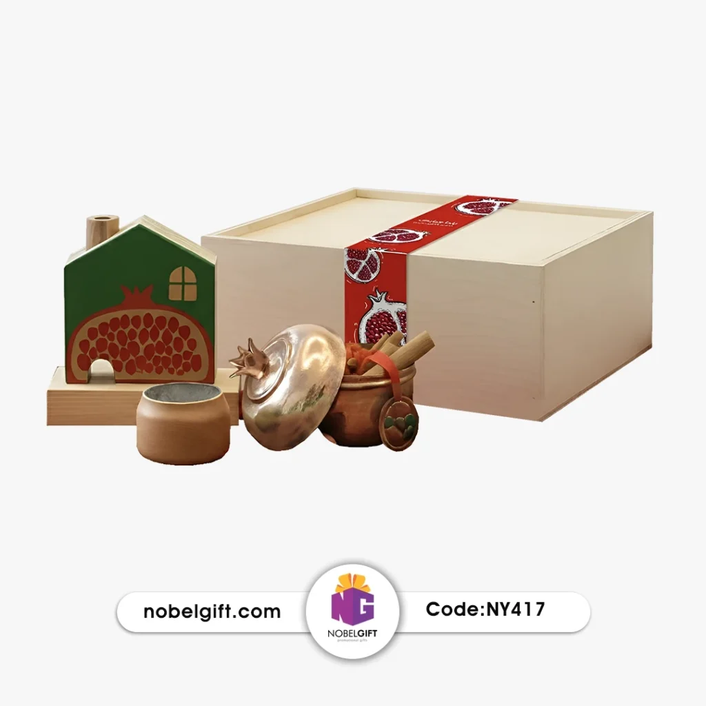 ست یلدایی چوبی و آجیل‌خوری مسی کد NY417