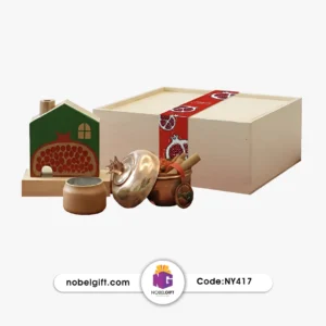 ست یلدایی چوبی و آجیل‌خوری مسی کد NY417