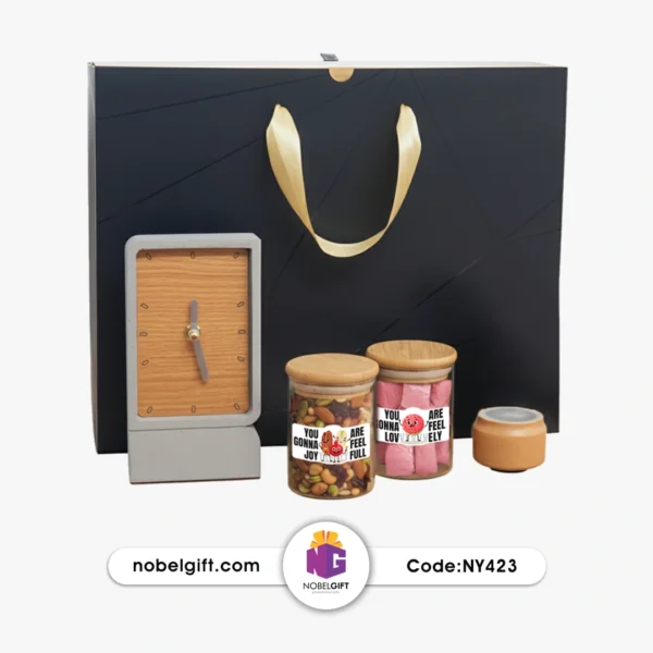 NY423 هدیه تبلیغاتی NY423، نمایش ساعت رومیزی و تنقلات با برچسبهای انگیزشی.