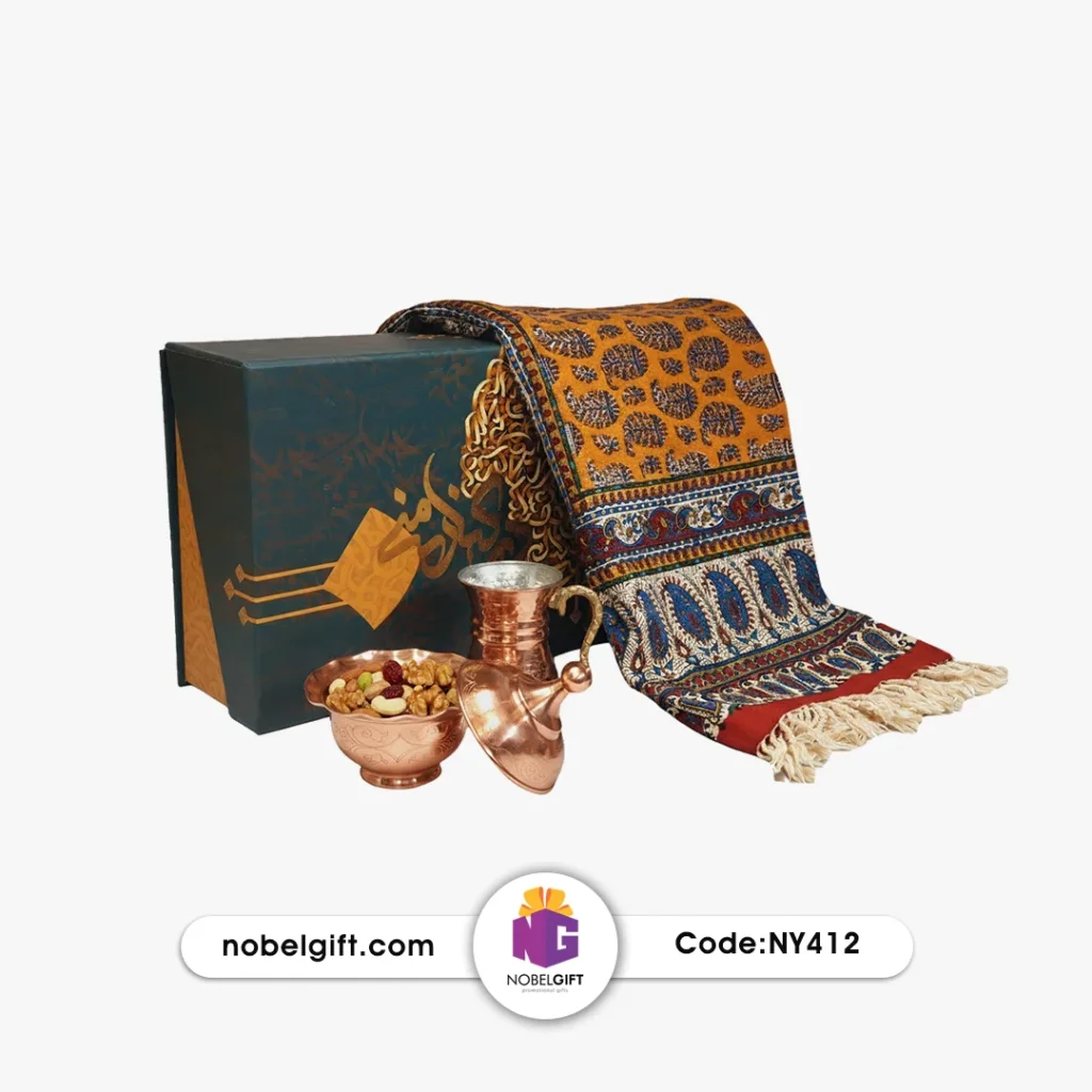 ست هدیه سازمانی لوکس با مسگری و قلمکار/ترمه و کد NY412