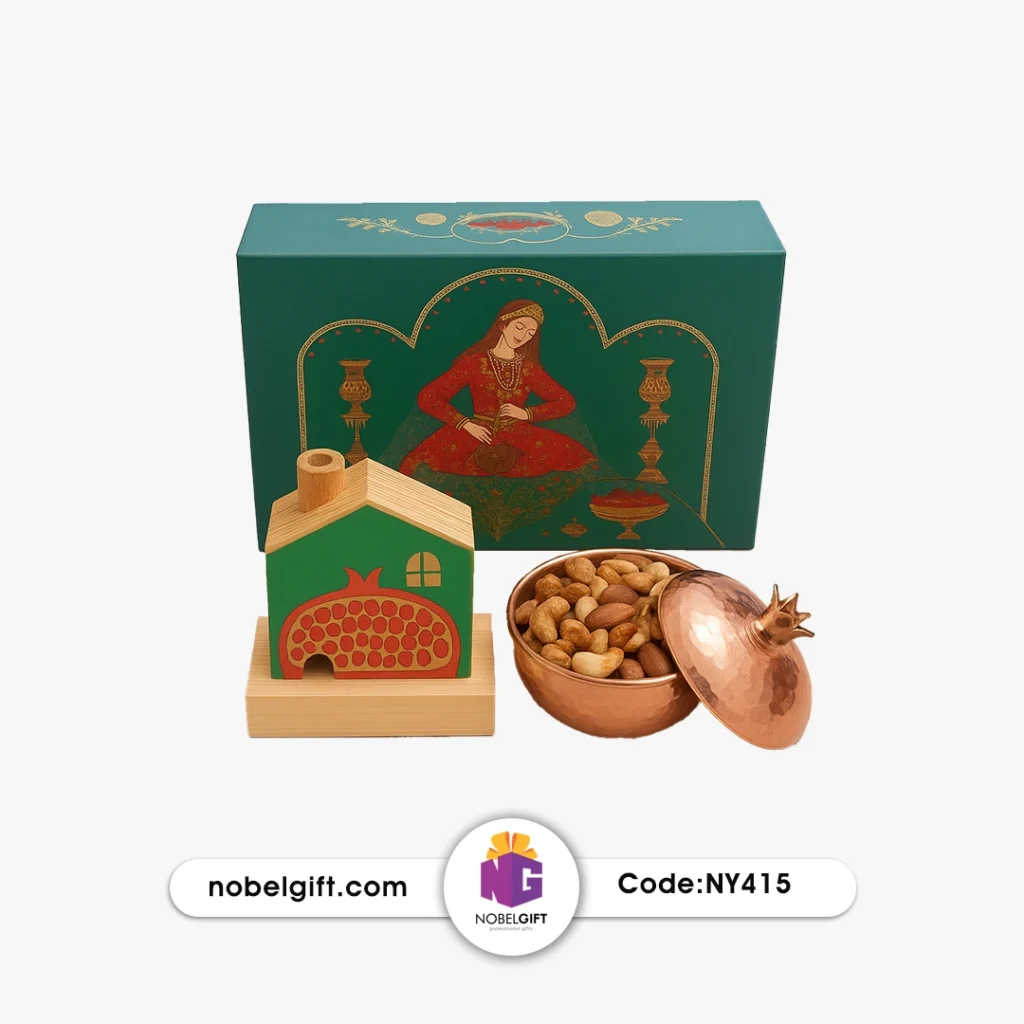 ست یلدایی انار و آجیل‌خوری مسی کد NY415