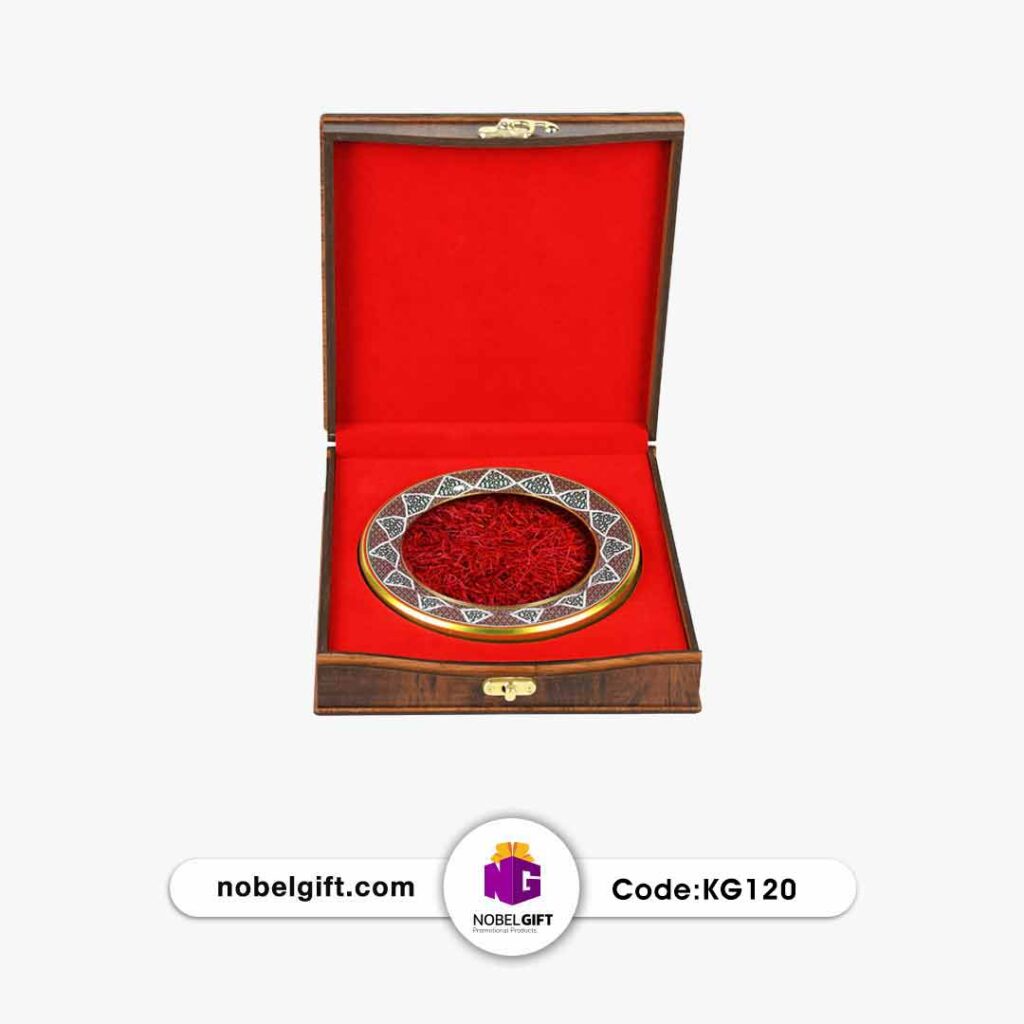 باکس هدیه زعفران نگین‌دار فاخر کد KG120