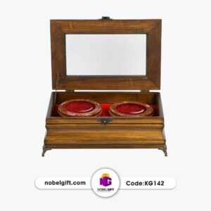 جعبه هدیه چوبی حاوی زعفران اعلا کد KG142