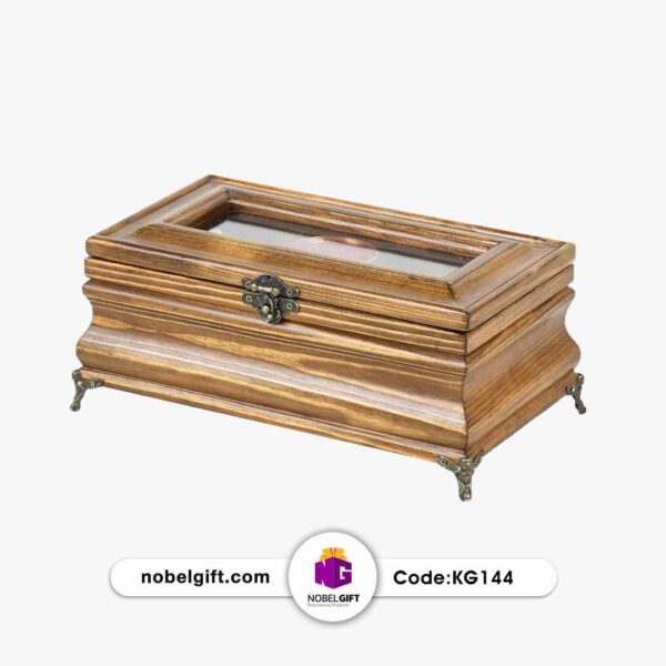 جعبه چوبی هدیه حاوی زعفران و قندان کد KG144 - Image 2
