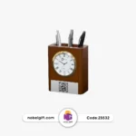 جا قلمی و ساعت رومیزی چوبی کد Z5532
