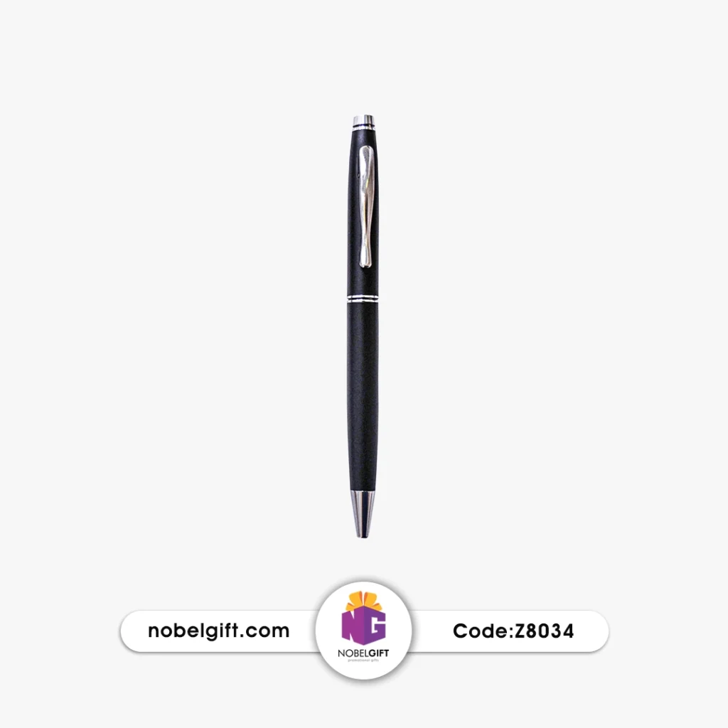 خودکار فلزی مشکی مات و نقره‌ای کد Z8034