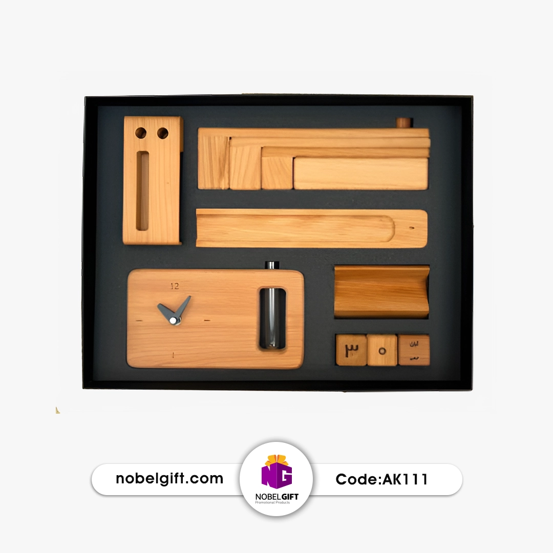 AK111 ست هدیه چوبی تبلیغاتی کد AK111
