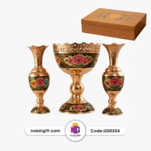 ست هدیه صنایع‌دستی مس و پرداز گل‌وبته کدIZ50204