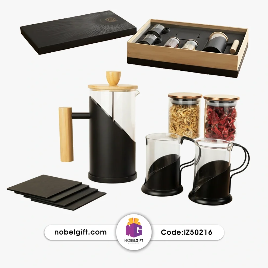 ست هدیه دمنوش و فرنچ‌پرس کد IZ50216