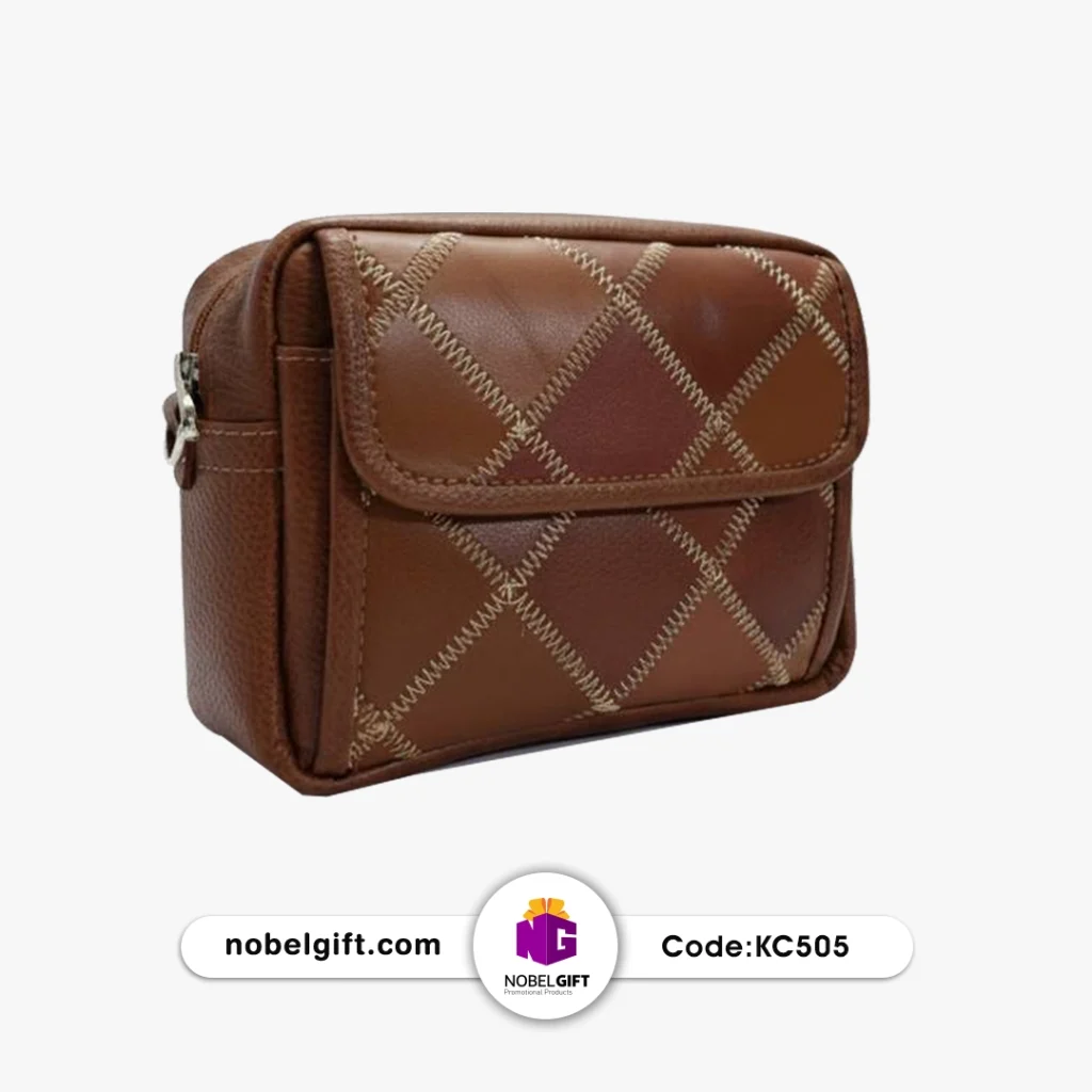 کیف چرم گاوی رنگ زرشکی مشکی دست‌دوز کدKC505