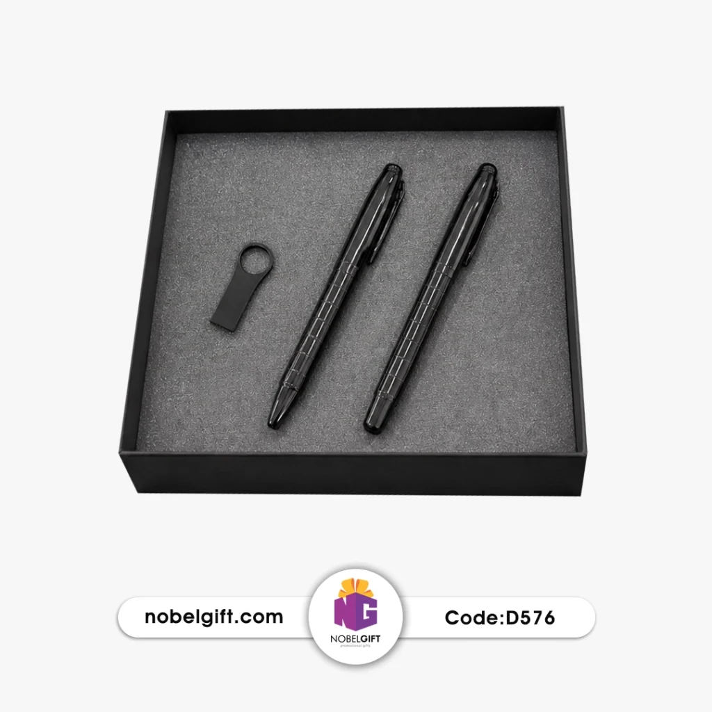 ست تبلیغاتی خودکار و روان نویس و فلش D576
