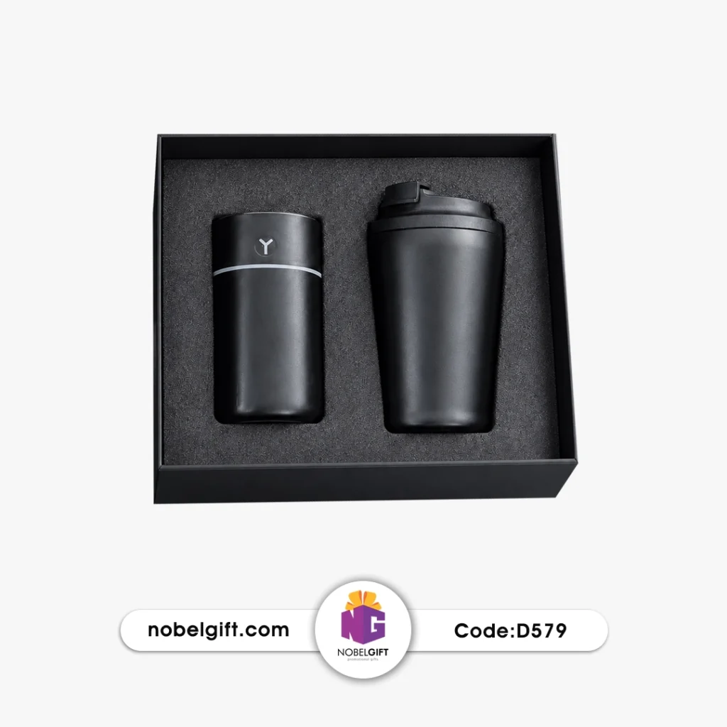 ست هدیه تبلیغاتی بخور سرد و تراول ماگ مشکی کد D579