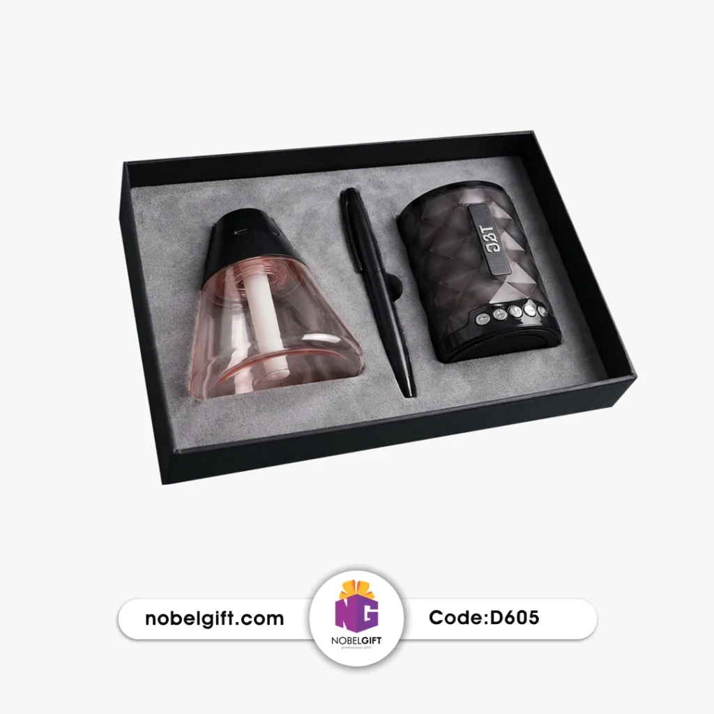 ست هدیه اسپیکر بخور سرد و خودکار فلزی D605